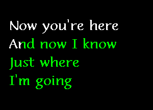 Now you're here
And now I know

Just where
I'm going