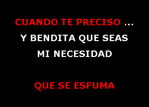 CUANDO TE PRECISO
Y BENDITA QUE SEAS
MI NECESIDAD

QUE SE ESFUMA