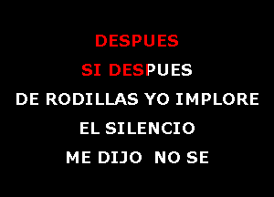 DESPUES
SI DESPUES

DE RODILLAS YO IMPLORE
EL SILENCIO
ME DIJO NO SE