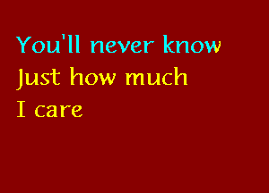 You'll never know
Just how much

I care
