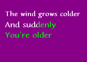 The wind grows colder

And suddenly

You're older