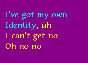 I've got my own
Identity, uh

I can't get no
Oh no no