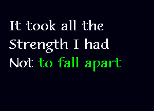 It took all the
Strength I had

Not to fall apart