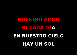 NUESTRO AMOR

SI CADA DIA
EN NUESTRO CIELO
HAY UN SOL