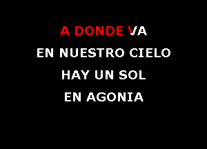 A DONDE VA
EN NUESTRO CIELO

HAY UN SOL
EN AGONIA