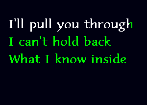 I'll pull you through
I can't hold back

What I know inside