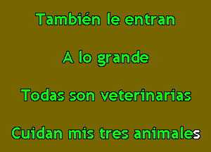 Tambie'zn le entran
A lo grande
Todas son veterinarias

Cuidan mis tres animales