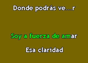 Donde podras ve...r

Soy a fuerza de amar

Esa claridad