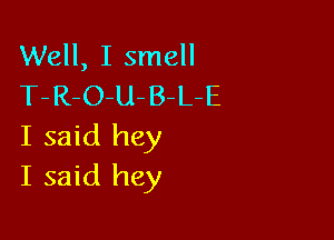 Well, I smell
T-R-O-U-B-L-E

I said hey
I said hey