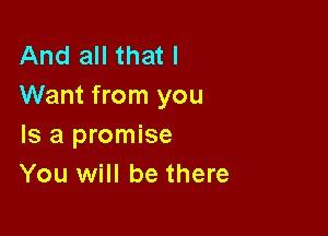 And all that I
Want from you

Is a promise
You will be there
