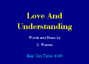 Love And
Understanding

Words and Music by

DWM

Key Cm Tune 4 46