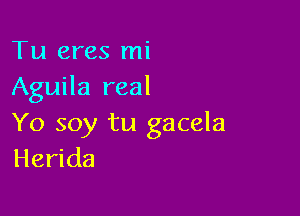 Tu eres mi
Aguila real

Yo soy tu gacela
Herida