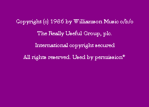 Copyright (c) 1986 by Williamson Music ofbb
Tho Really Useful Group, plc.
Inmn'onsl copyright Bocuxcd

All rights named. Used by pmnisbion