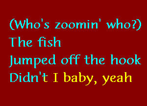 (Who's zoomin' who?)

The fish

Jumped off the hook
Didn't I baby, yeah