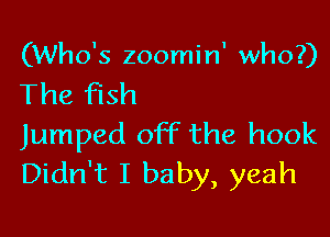 (Who's zoomin' who?)

The fish

Jumped off the hook
Didn't I baby, yeah