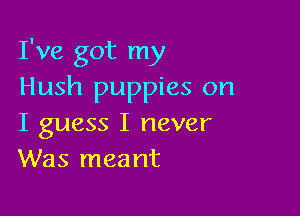 I've got my
Hush puppies on

I guess I never
Was meant