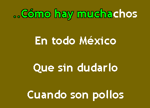 ..C6mo hay muchachos
En todo Meizxico

Que sin dudarlo

Cuando son pollos