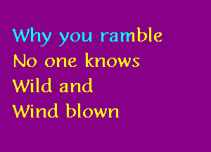 Why you ramble
No one knows

Wild and
Wind blown
