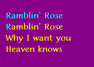 Ramblin' Rose
Ramblin' Rose

Why I want you
Heaven knows