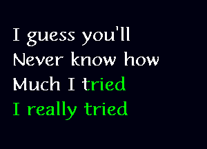 I guess you'll
Never know how

Much I tried
I really tried