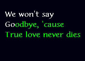 We won't say
Goodbye, 'cause

True love never dies