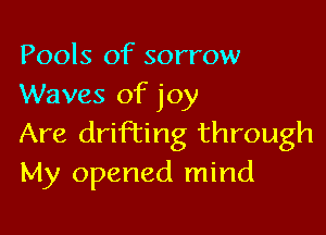 Pools of sorrow
Waves of joy

Are drifting through
My opened mind