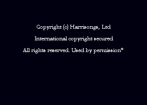 Copyright (c) Harrinonga, Ltd
hmmdorml copyright nocumd

All rights macrvod Used by pcrmmnon'