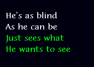 He's as blind
As he can be

Just sees what
He wants to see