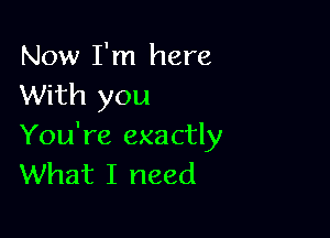 Now I'm here
With you

You're exactly
What I need