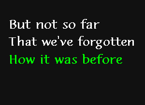 But not so far
That we've forgotten

How it was before