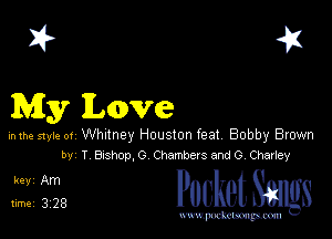 I? 41
My Love

inthve style 01 Whitney H0uston feat Bobby Brown
M T Bxshop,0 Chambersando Chaney

51228 PucketSmgs

mWeom