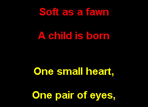 Soft as a fawn

A child is born

One small heart,

One pair of eyes,