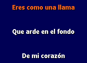 Eres como una llama

Que arde en el fondo

De mi coraz6n