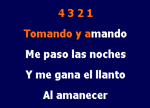 4321

Tomando y amando

Me paso las noches

Y me gana el llanto

Al amanecer