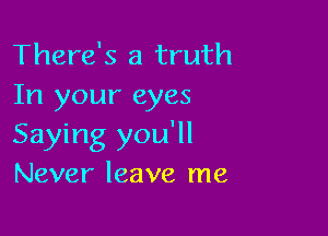 There's a truth
In your eyes

Saying you'll
Never leave me