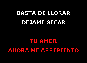 BASTA DE LLORAR
DEJAME SECAR

TU AMOR
AHORA ME ARREPIENTO