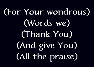 (For Your wondrous)
(Words we)

(Thank You)
(And give You)
(All the praise)