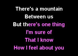 There's a mountain
Between us
But there's one thing

I'm sure of
That I know
How I feel about you