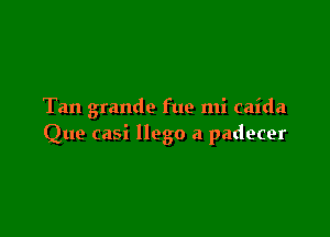 Tan grande fue mi caida

Que casi llego a padecer