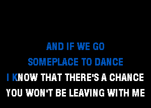 AND IF WE GO
SOMEPLACE T0 DANCE
I KNOW THAT THERE'S A CHANCE
YOU WON'T BE LEAVING WITH ME