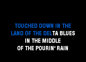 TOUOHED DOWN IN THE
LAND OF THE DELTA BLUES
IN THE MIDDLE
OF THE POURIH' RAIN