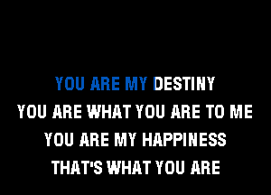 YOU ARE MY DESTINY
YOU ARE WHAT YOU ARE TO ME
YOU ARE MY HAPPINESS
THAT'S WHAT YOU ARE