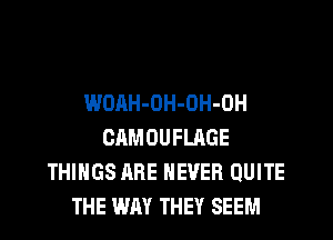 WOAH-OH-OH-OH
CAMOUFLRGE
THINGS ARE NEVER QUITE
THE WAY THEY SEEM
