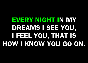 EVERY NIGHT IN MY

DREAMS I SEE YOU,

I FEEL YOU, THAT IS
HOW I KNOW YOU GO ON.