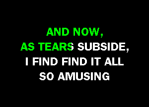 AND NOW,
AS TEARS SUBSIDE,

I FIND FIND IT ALL
80 AMUSING