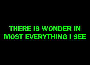 THERE IS WONDER IN
MOST EVERYTHING I SEE
