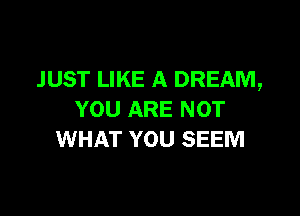 JUST LIKE A DREAM,

YOU ARE NOT
WHAT YOU SEEM