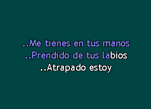 ..Me tienes en tus manos

..Prendido de tus labios
..Atrapado estoy