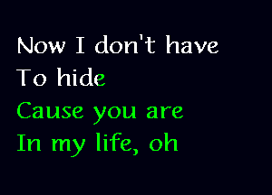 Now I don't have
To hide

Cause you are
In my life, oh