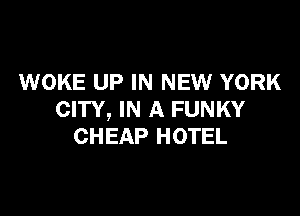 WOKE UP IN NEW YORK

CITY, IN A FUNKY
CHEAP HOTEL